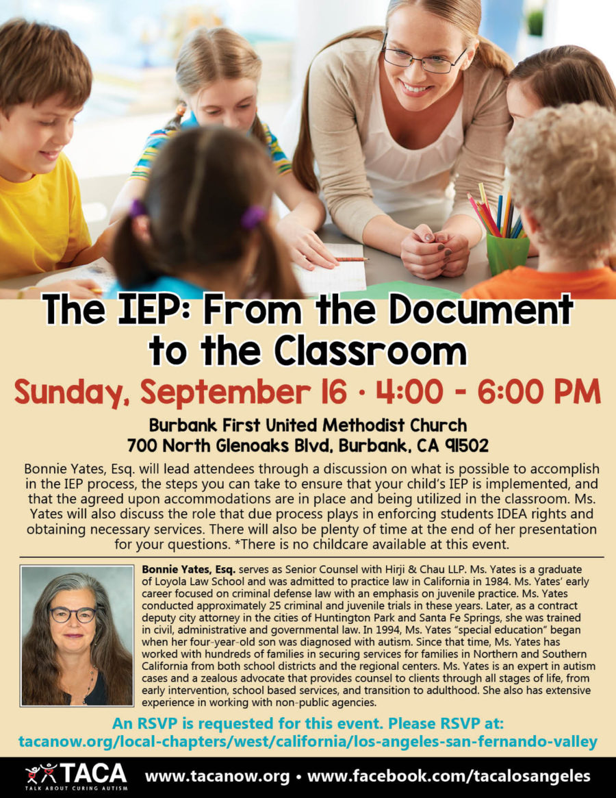 The IEP From the Document to the Classroom flyer